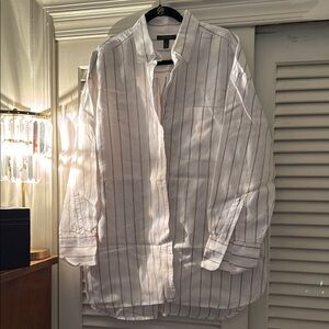 Banana Republic White Striped Linen Shirt